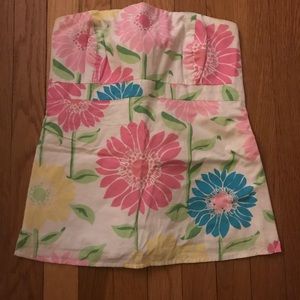 Lilly Pulitzer strapless top with flowers